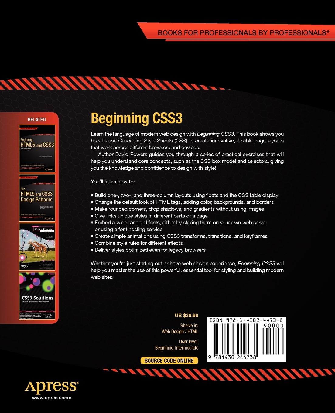 Rückseitencover Beginning CSS3