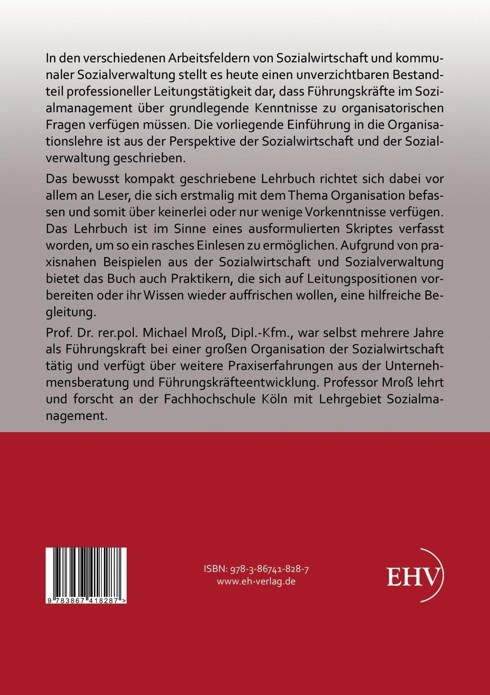 Rückseitencover Organisationslehre für Sozialmanagement und Sozialverwaltung