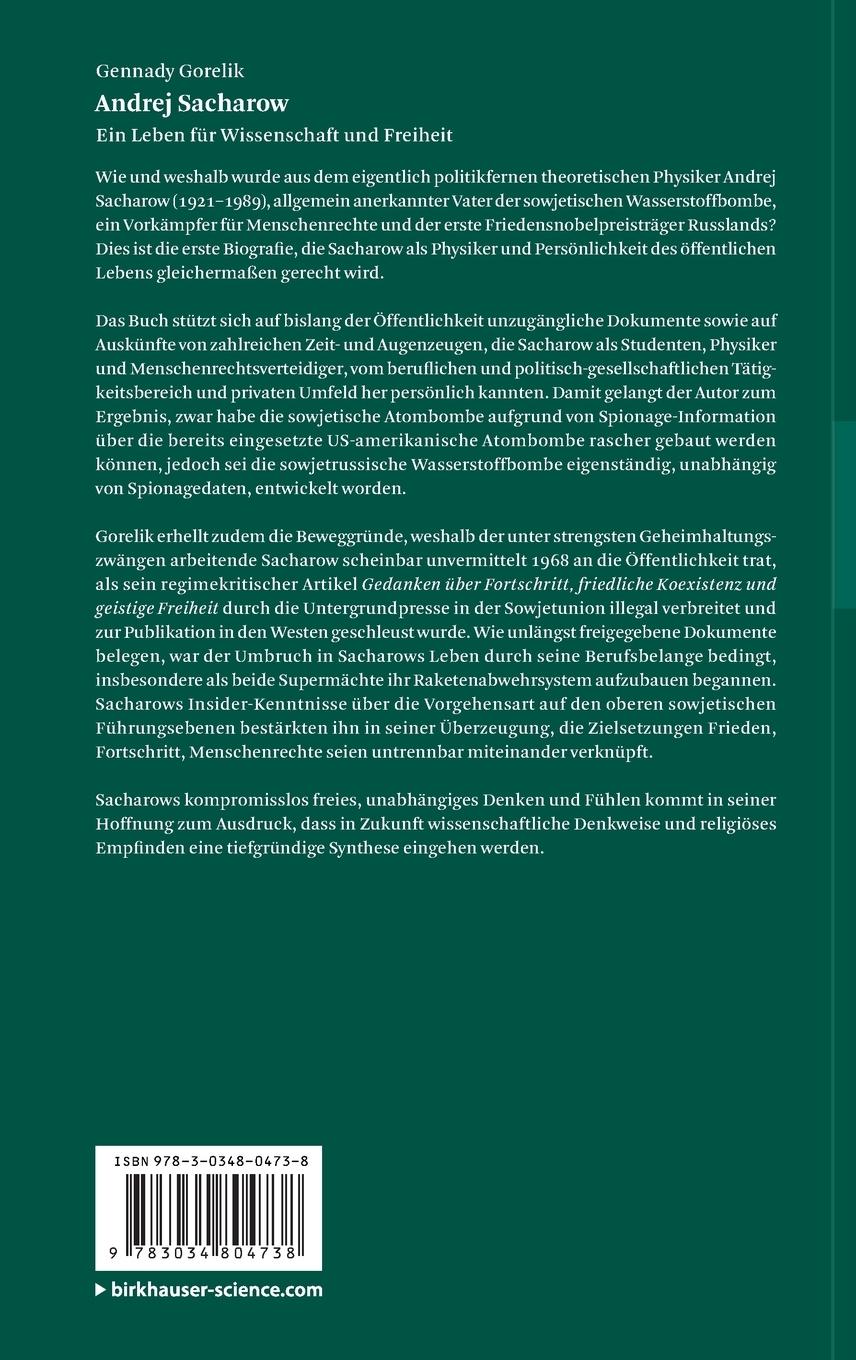 Rückseitencover Andrej Sacharow
