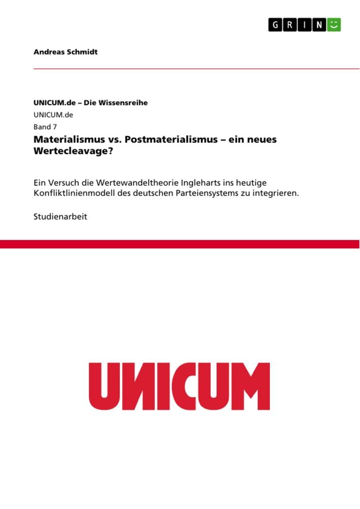 Vorderes Coverbild Materialismus vs. Postmaterialismus - ein neues Wertecleavage?