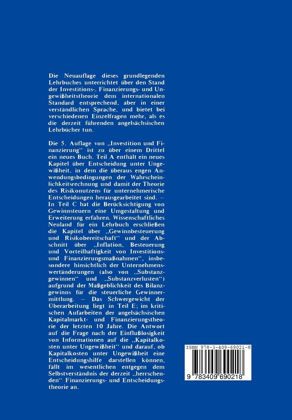 Rückseitencover Investition und Finanzierung