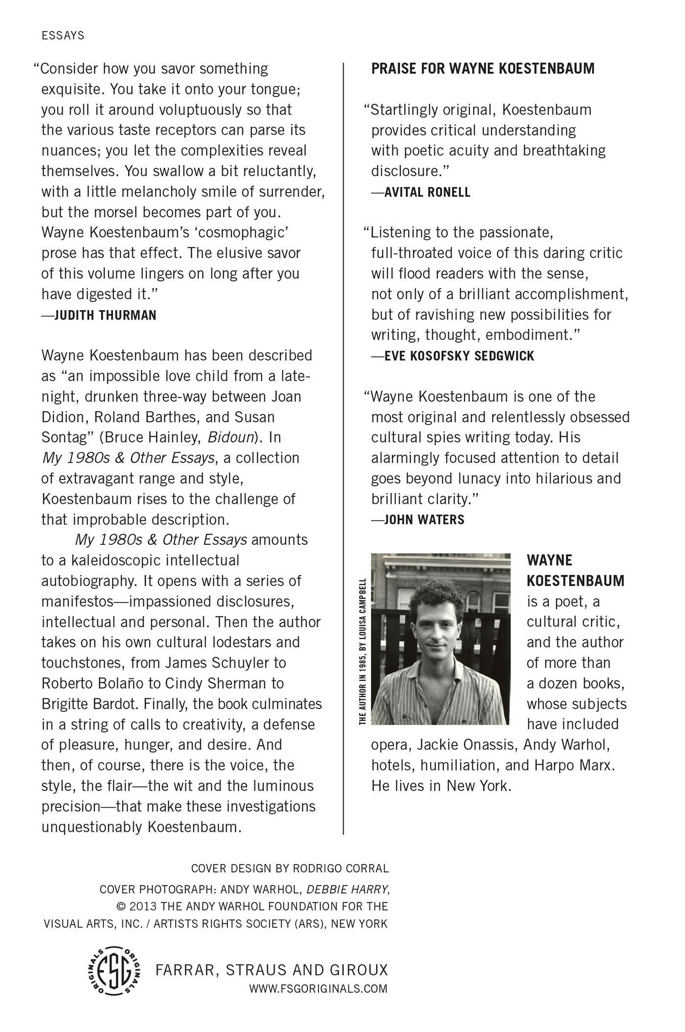 Rückseitencover My 1980s and Other Essays