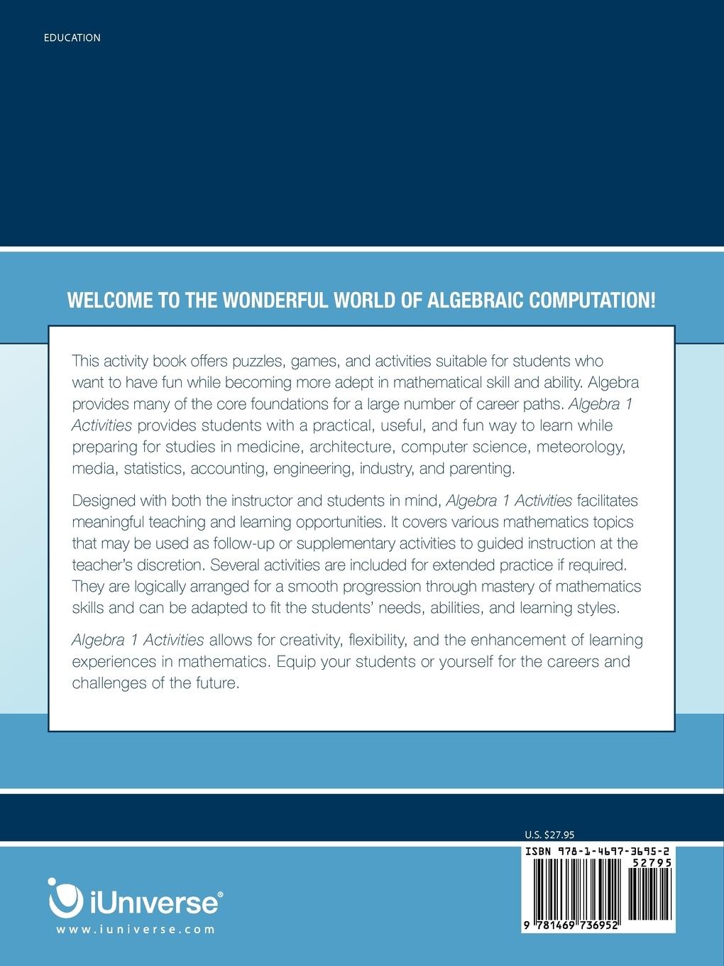 Rückseitencover Algebra 1 Activities