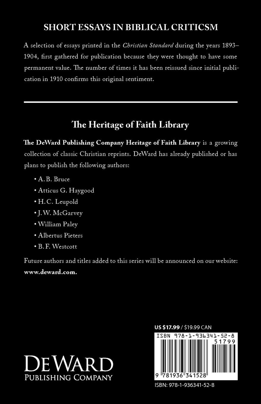 Rückseitencover Short Essays in Biblical Criticism