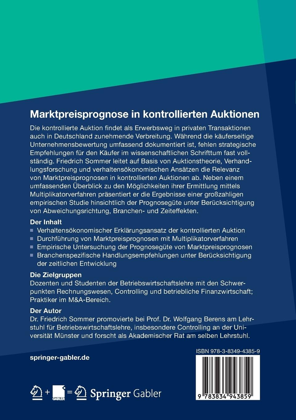 Rückseitencover Marktpreisprognose in kontrollierten Auktionen