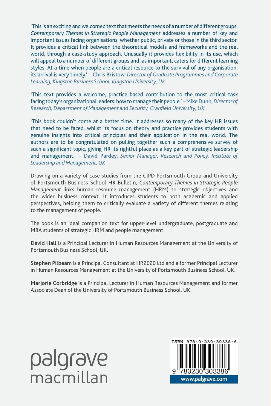 Rückseitencover Contemporary Themes in Strategic People Management