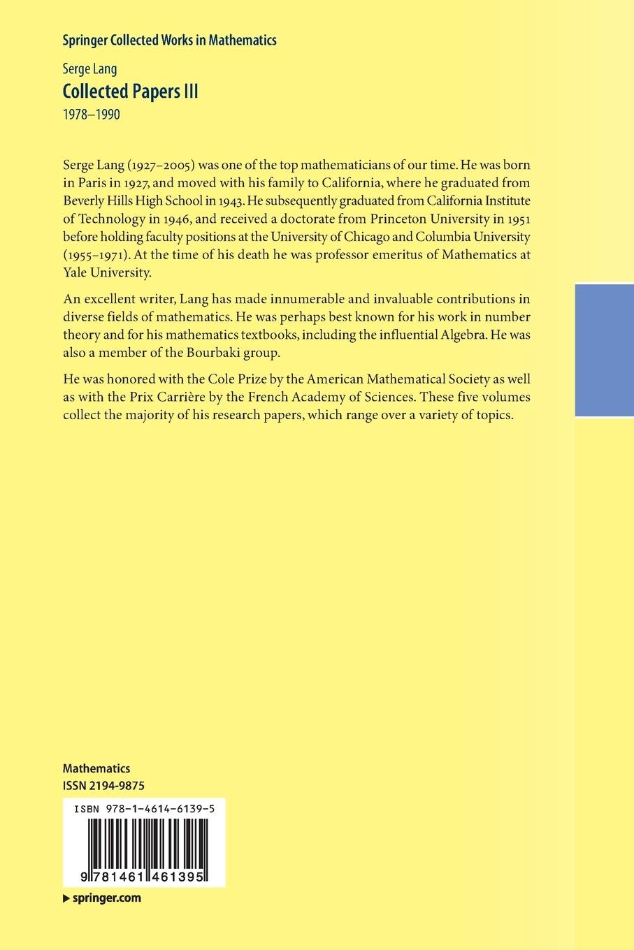 Rückseitencover Collected Papers III