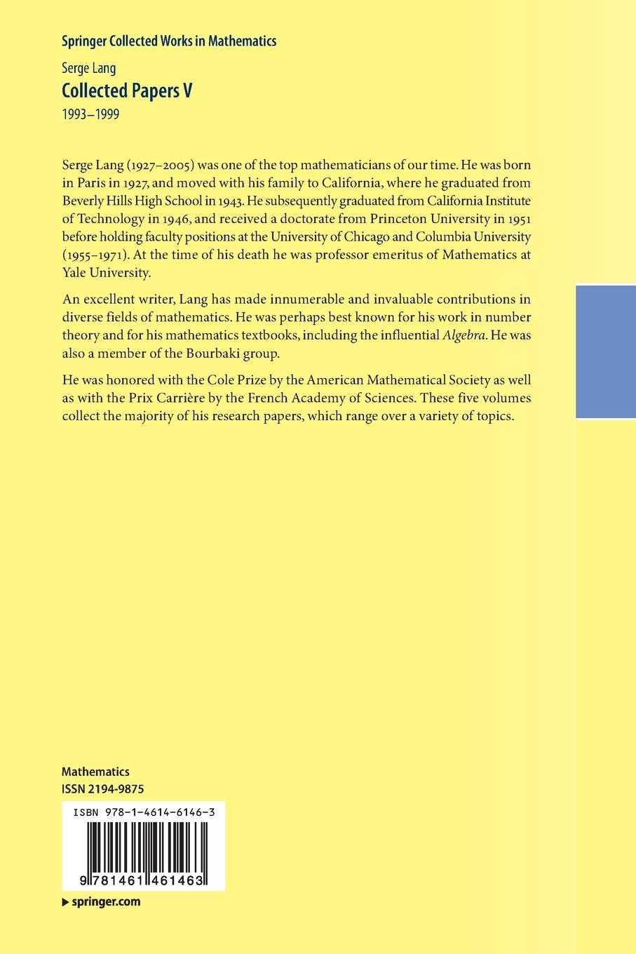 Rückseitencover Collected Papers V