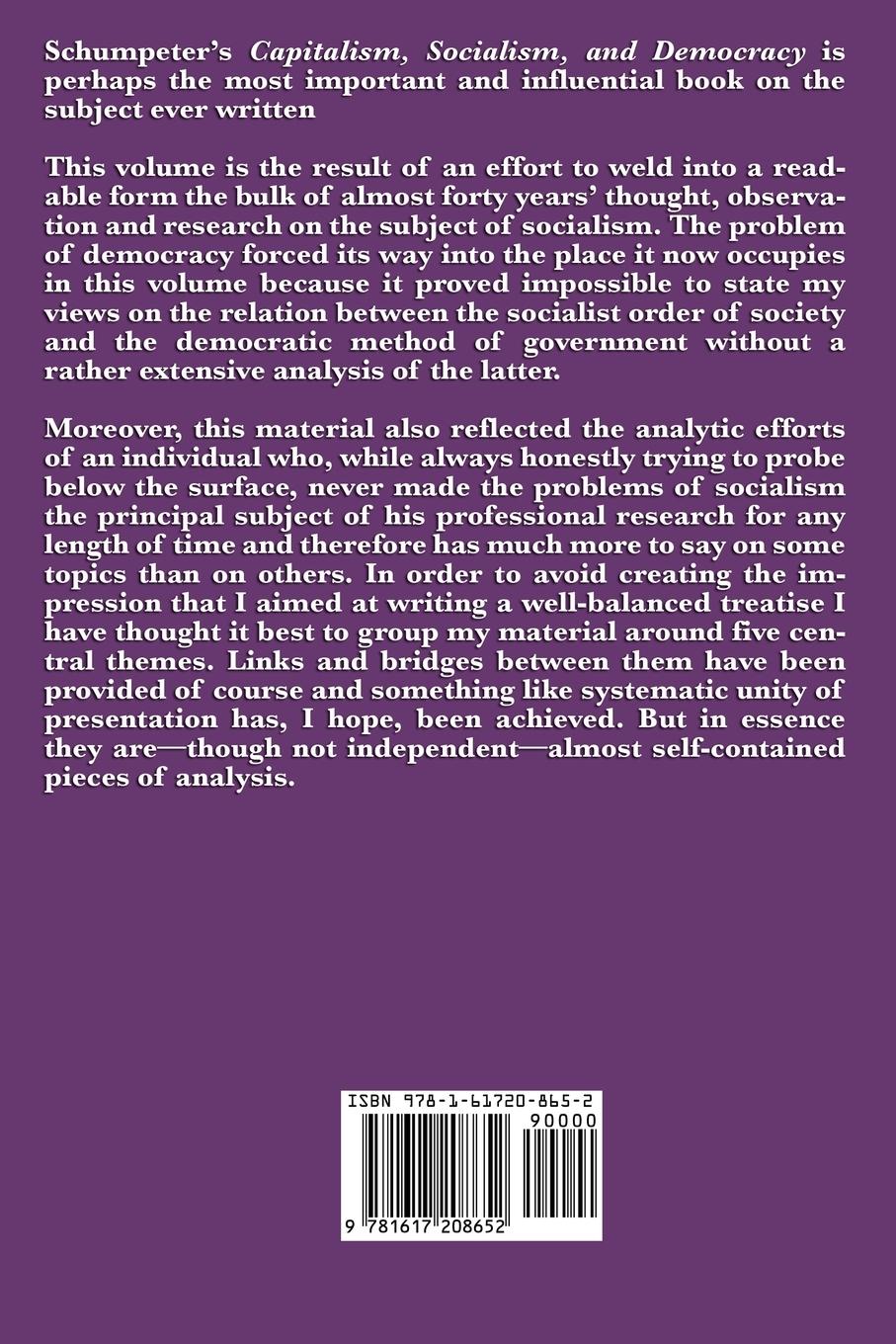 Rückseitencover Capitalism, Socialism, and Democracy (Second Edition Text)