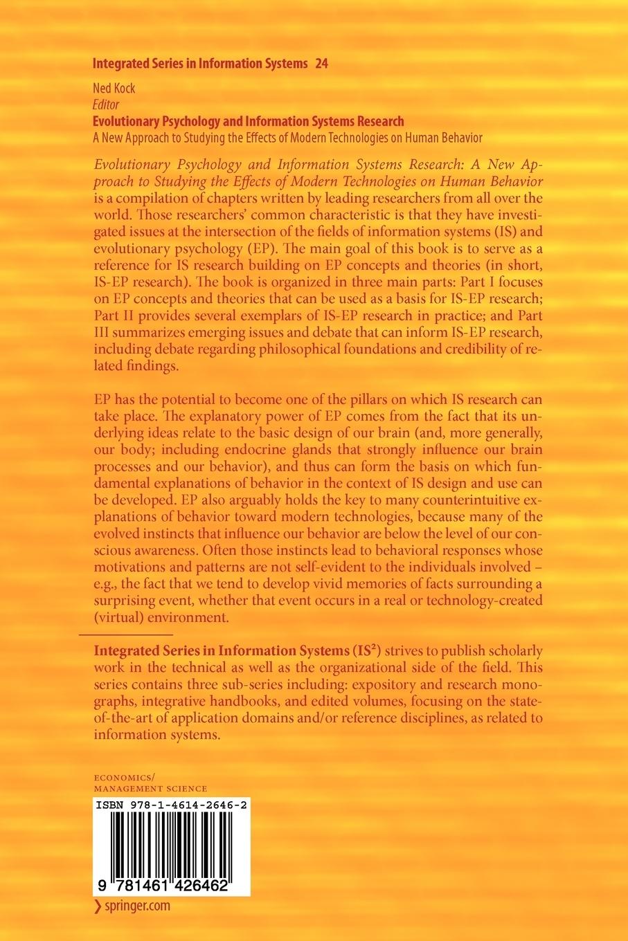 Rückseitencover Evolutionary Psychology and Information Systems Research