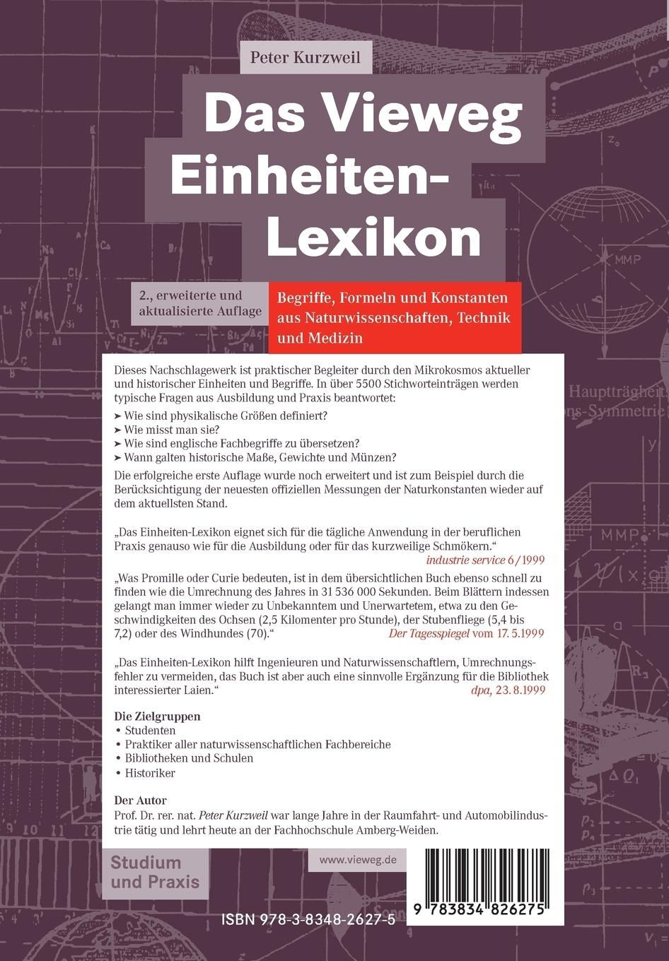 Rückseitencover Das Vieweg Einheiten-Lexikon