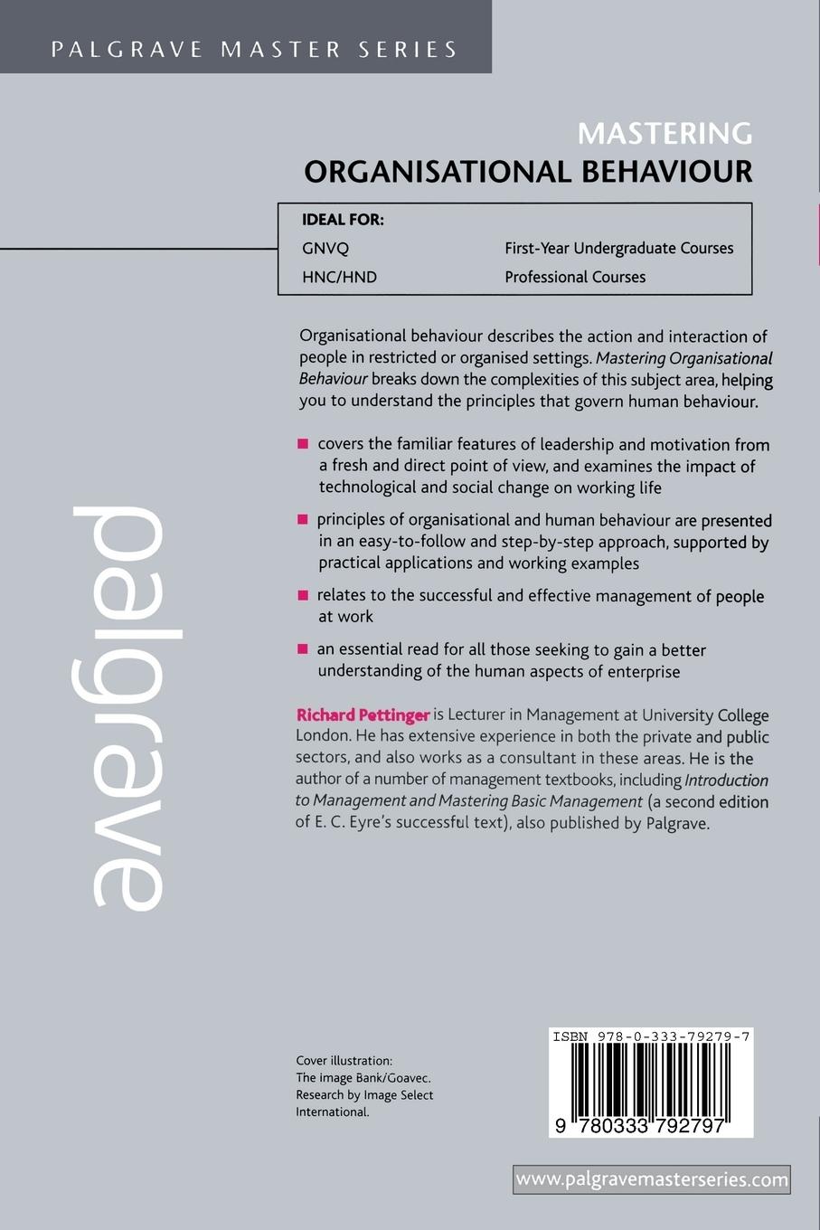 Rückseitencover Mastering Organisational Behaviour