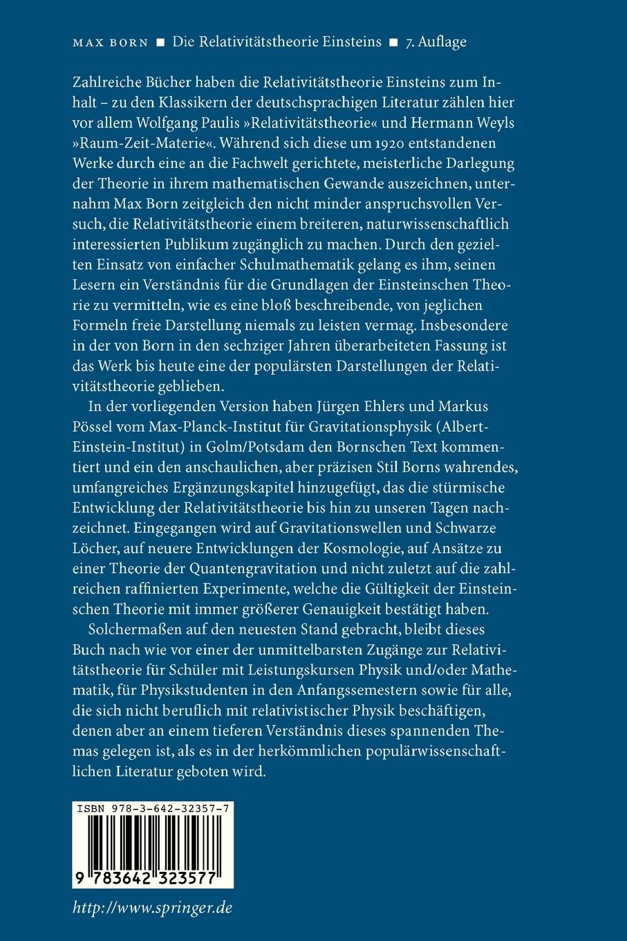 Rückseitencover Die Relativitätstheorie Einsteins