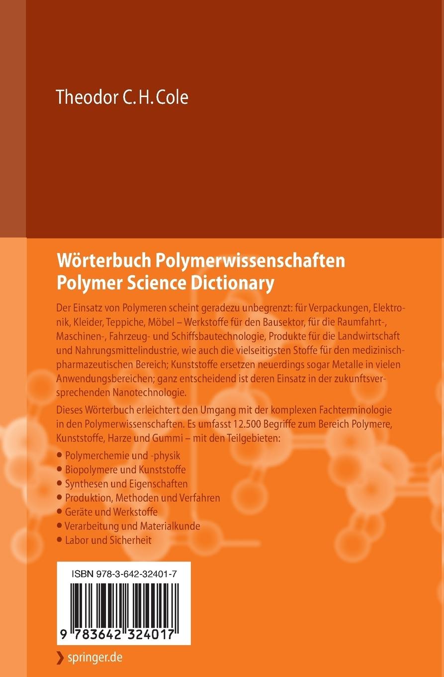 Rückseitencover Wörterbuch Polymerwissenschaften/Polymer Science Dictionary