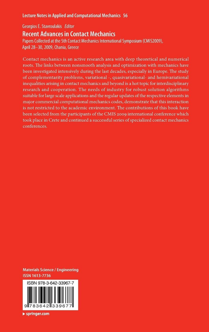 Rückseitencover Recent Advances in Contact Mechanics