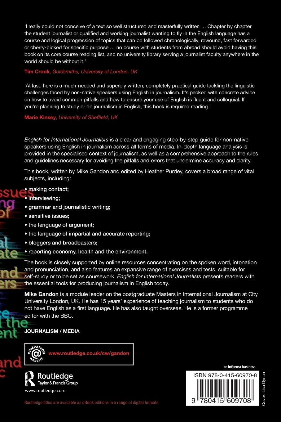 Rückseitencover English for International Journalists