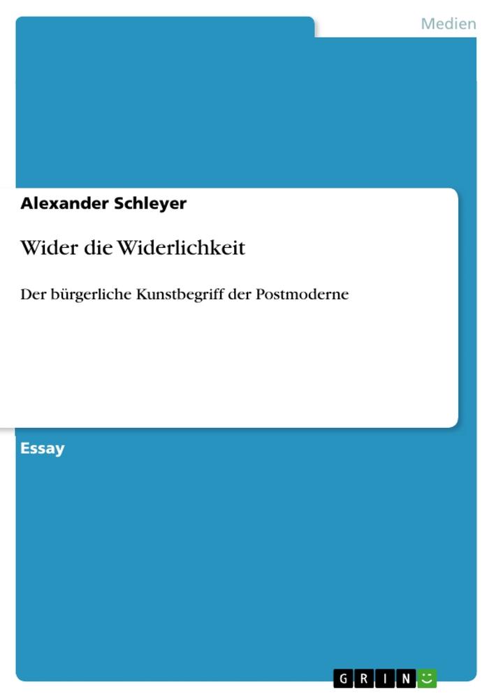 Vorderes Coverbild Wider die Widerlichkeit