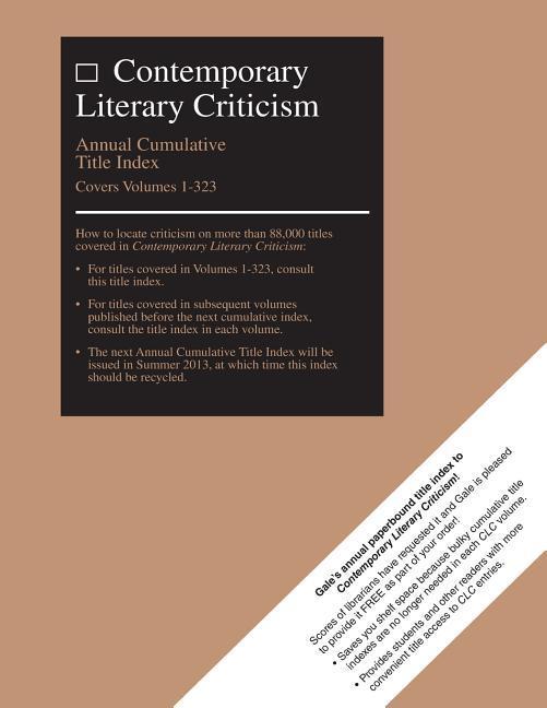 Vorderes Coverbild Contemporary Literary Criticism Cumulative Title Index