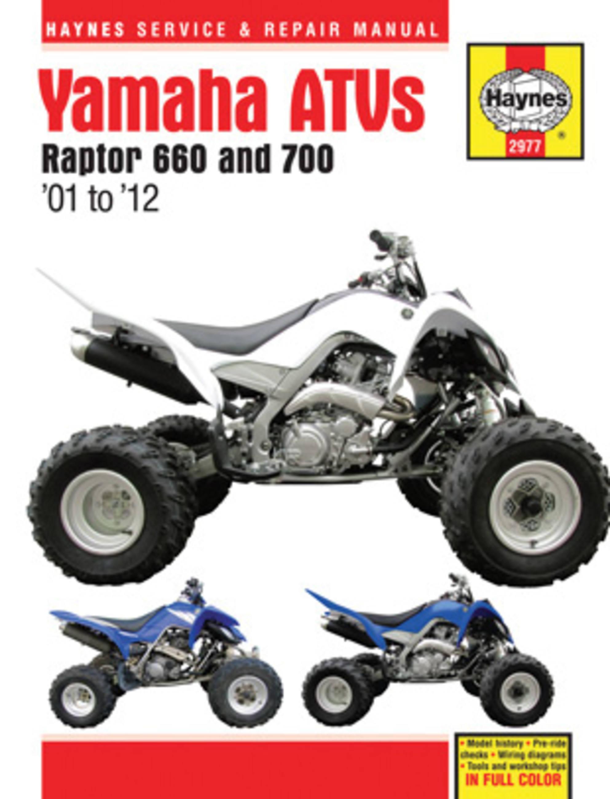 Vorderes Coverbild Yamaha Raptor 660 & 700 ATVs (01 - 12) Haynes Repair Manual