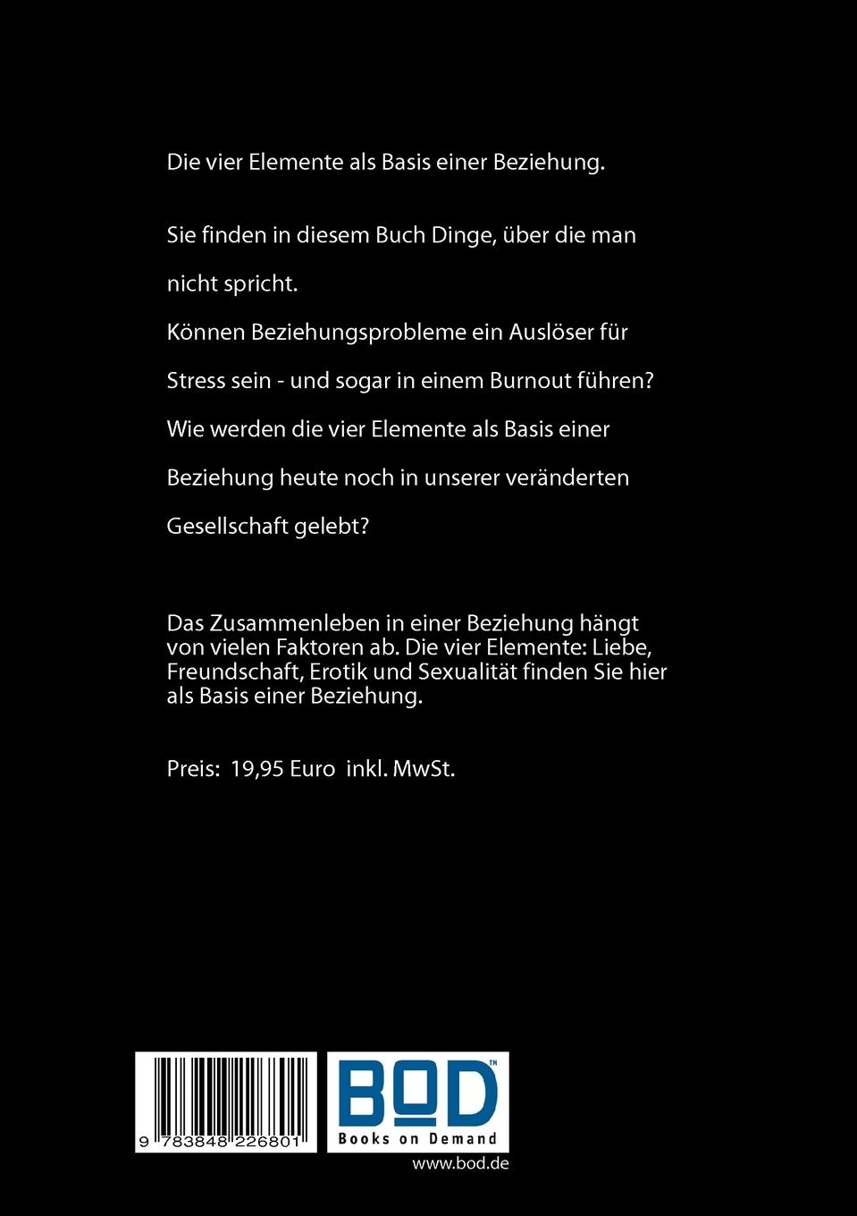 Rückseitencover Die vier Elemente als Basis einer Beziehung