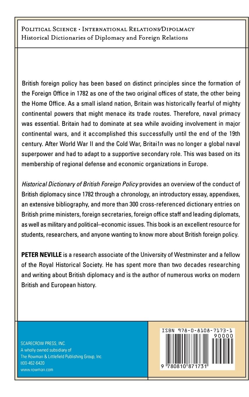 Rückseitencover Historical Dictionary of British Foreign Policy