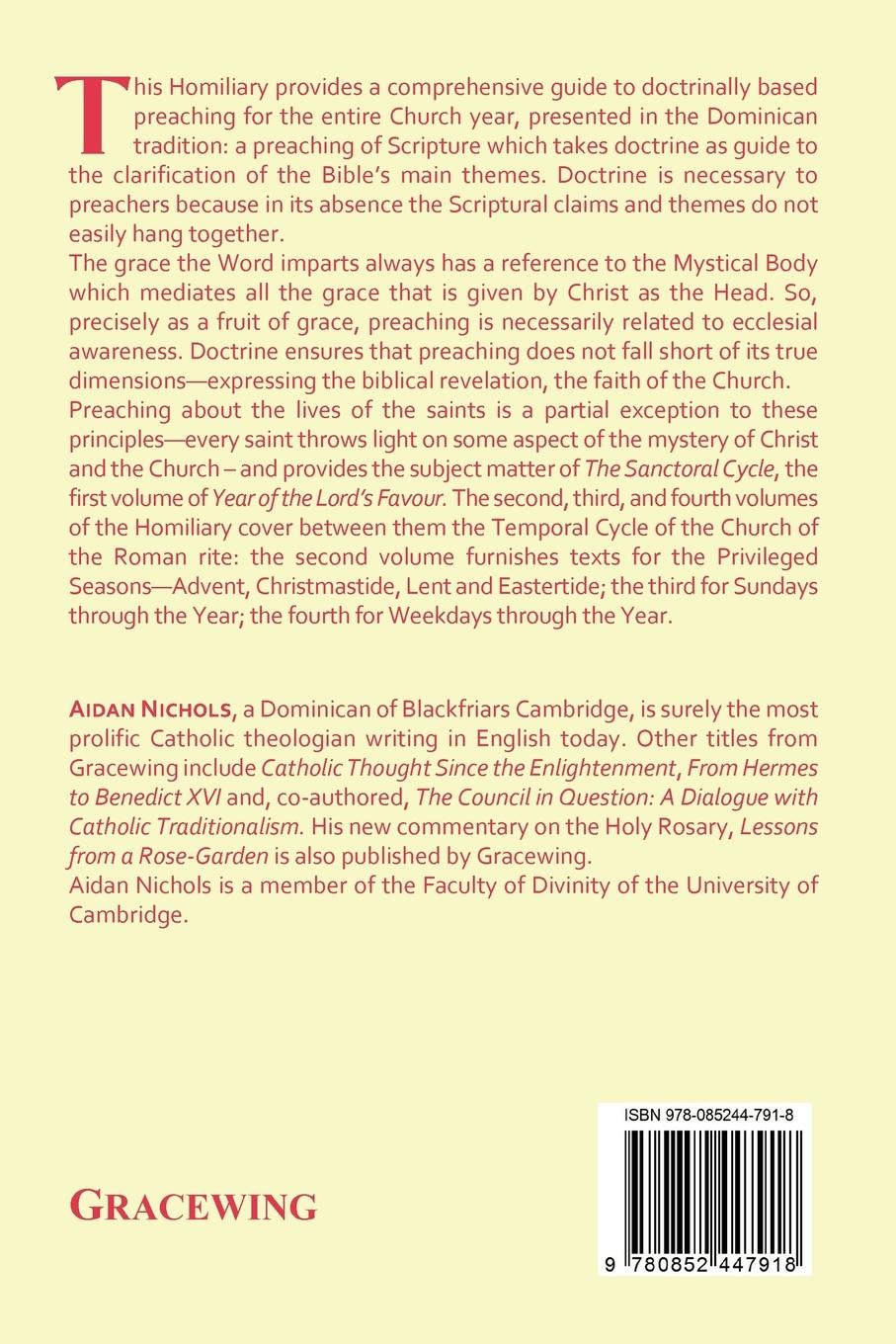 Rückseitencover Year of the Lord's Favour. a Homiliary for the Roman Liturgy. Volume 1