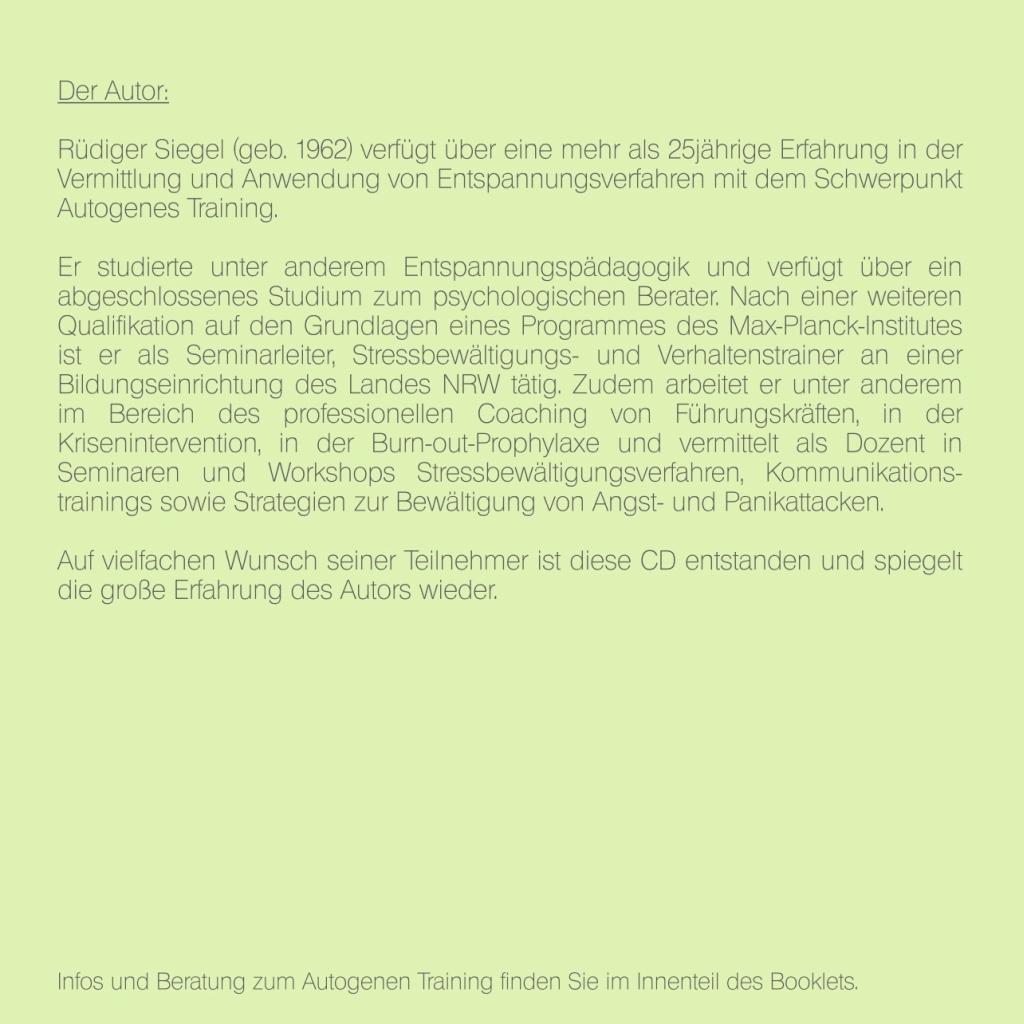 Beispielinhalt (Bild) Autogenes Training mit Entspannungsmusik inkl. persönlicher Entspannungsberatung