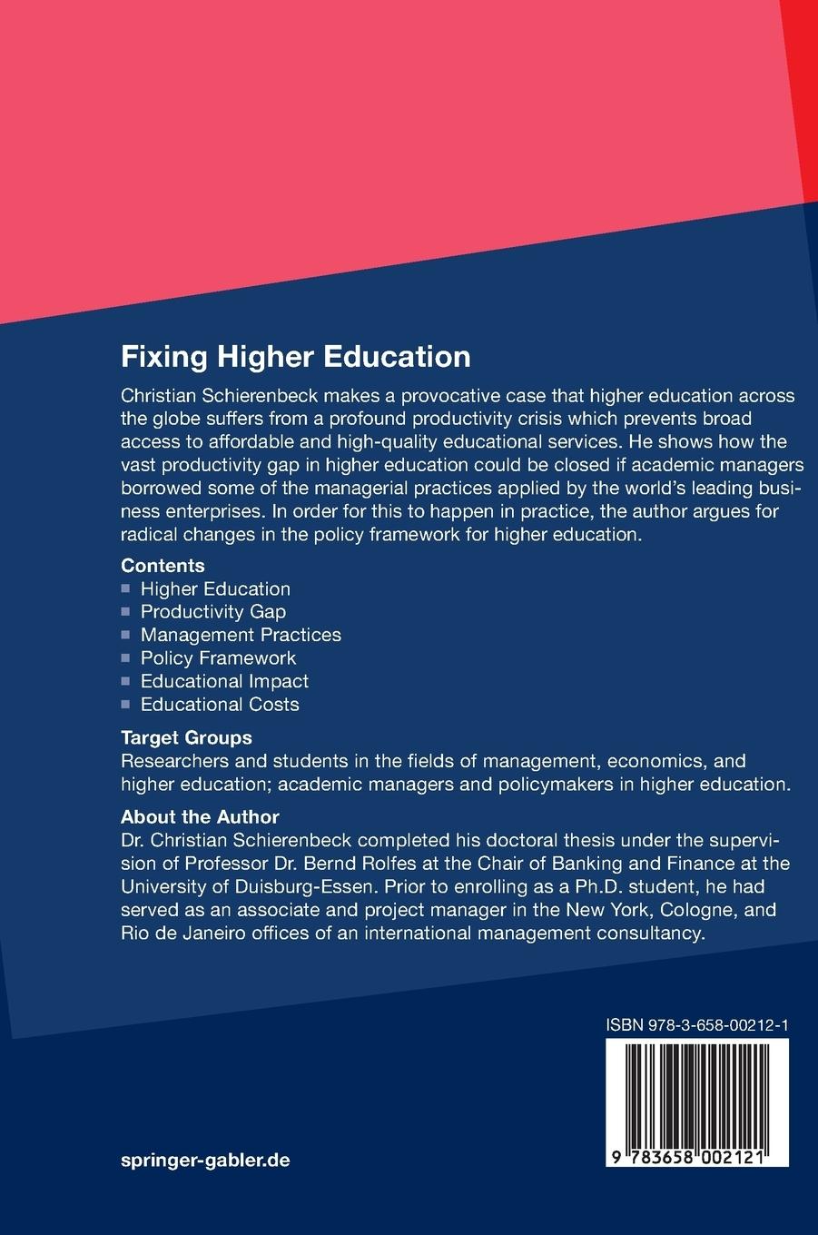 Rückseitencover Fixing Higher Education