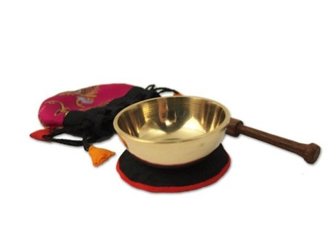 Vorderes Coverbild Mini-Klangschale mit gutem Klang in pinkfarbigem Beutel