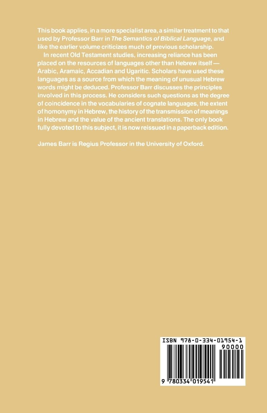 Rückseitencover Comparative Philology and the Text of the Old Testament