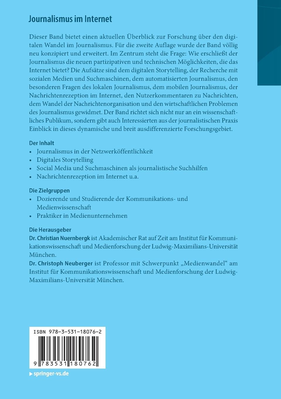 Rückseitencover Journalismus im Internet