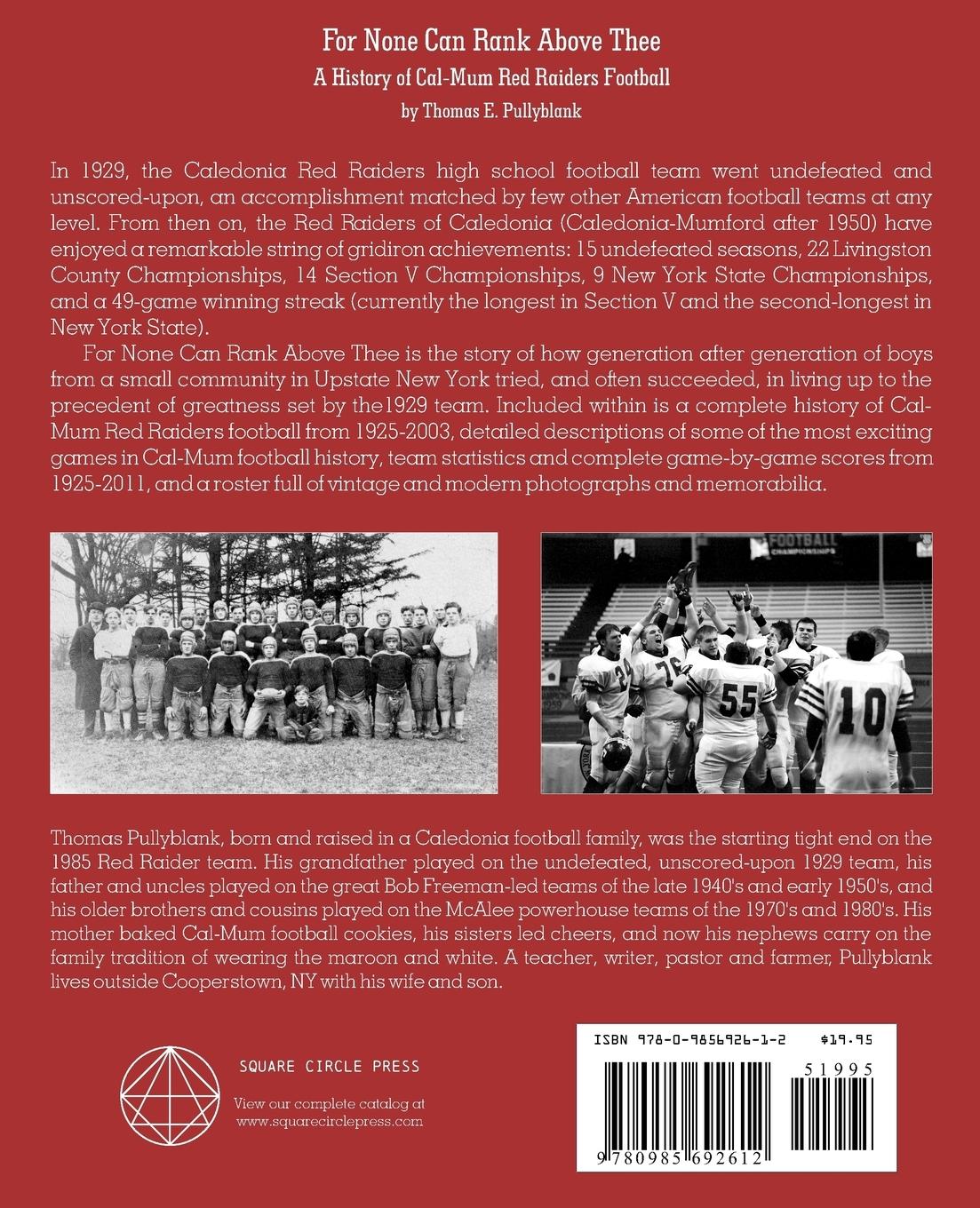 Rückseitencover For None Can Rank Above Thee: A History of Cal-Mum Red Raiders Football