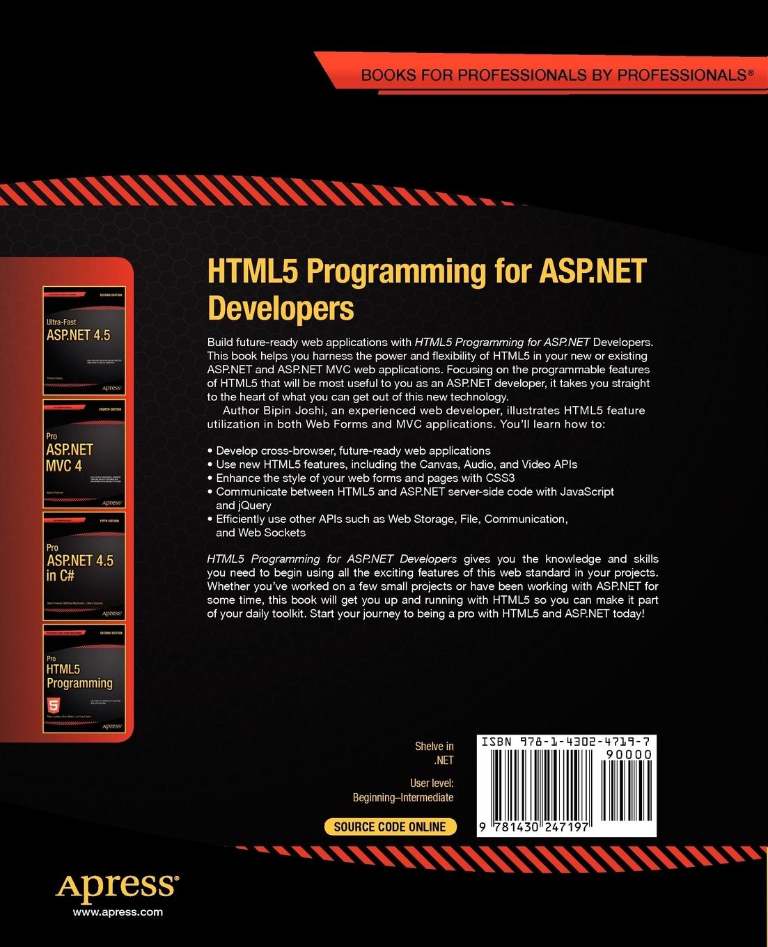 Rückseitencover HTML5 Programming for ASP.NET Developers