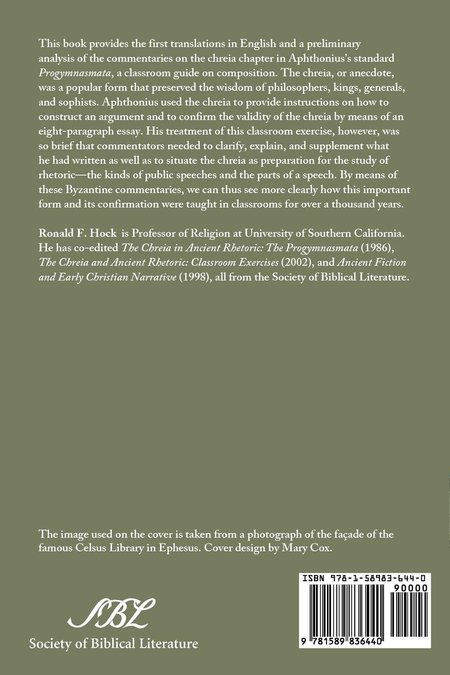 Rückseitencover The Chreia and Ancient Rhetoric
