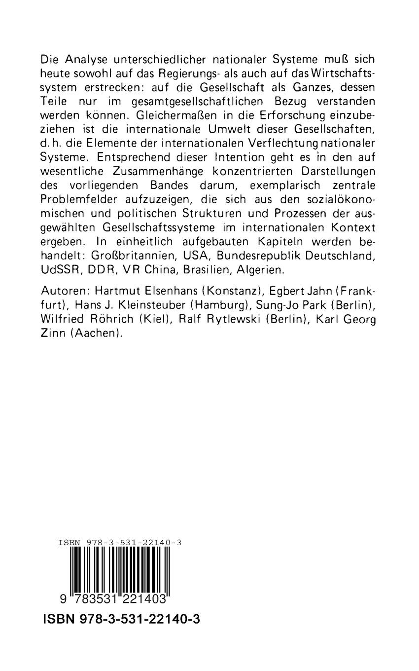 Rückseitencover Gesellschaftssysteme der Gegenwart