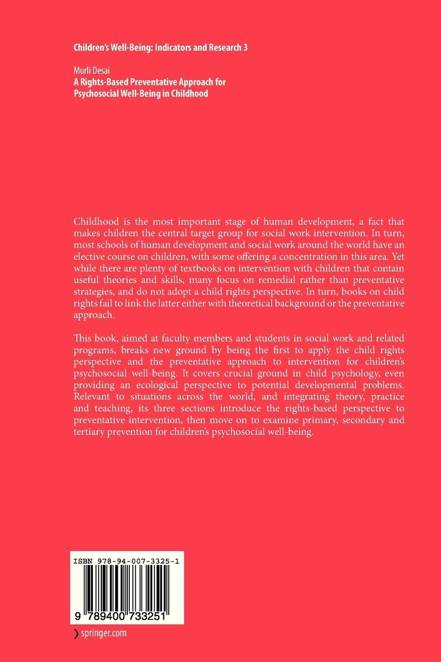 Rückseitencover A Rights-Based Preventative Approach for Psychosocial Well-being in Childhood