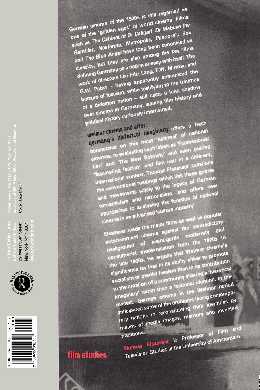 Rückseitencover Weimar Cinema and After