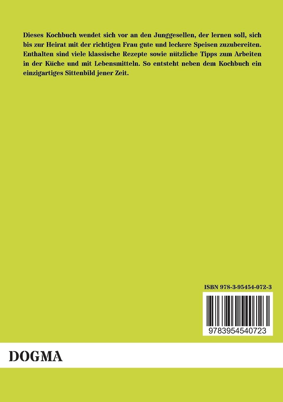 Rückseitencover Das Junggesellen- und Touristen-Kochbuch