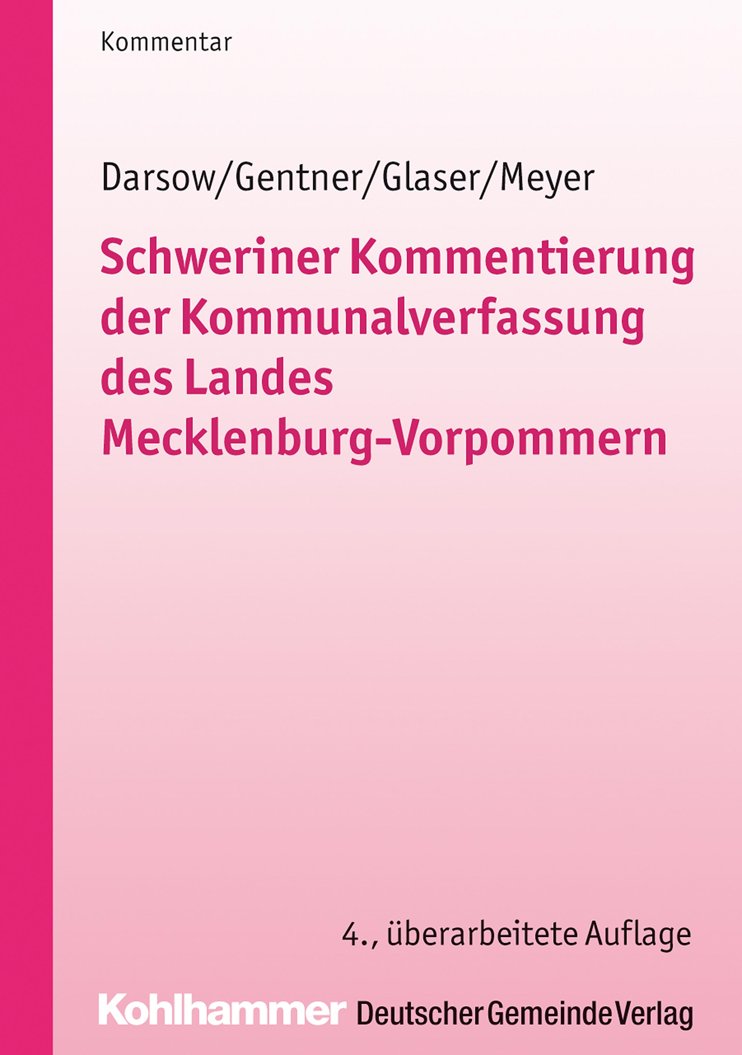 Vorderes Coverbild Schweriner Kommentierung der Kommunalverfassung des Landes Mecklenburg-Vorpommern
