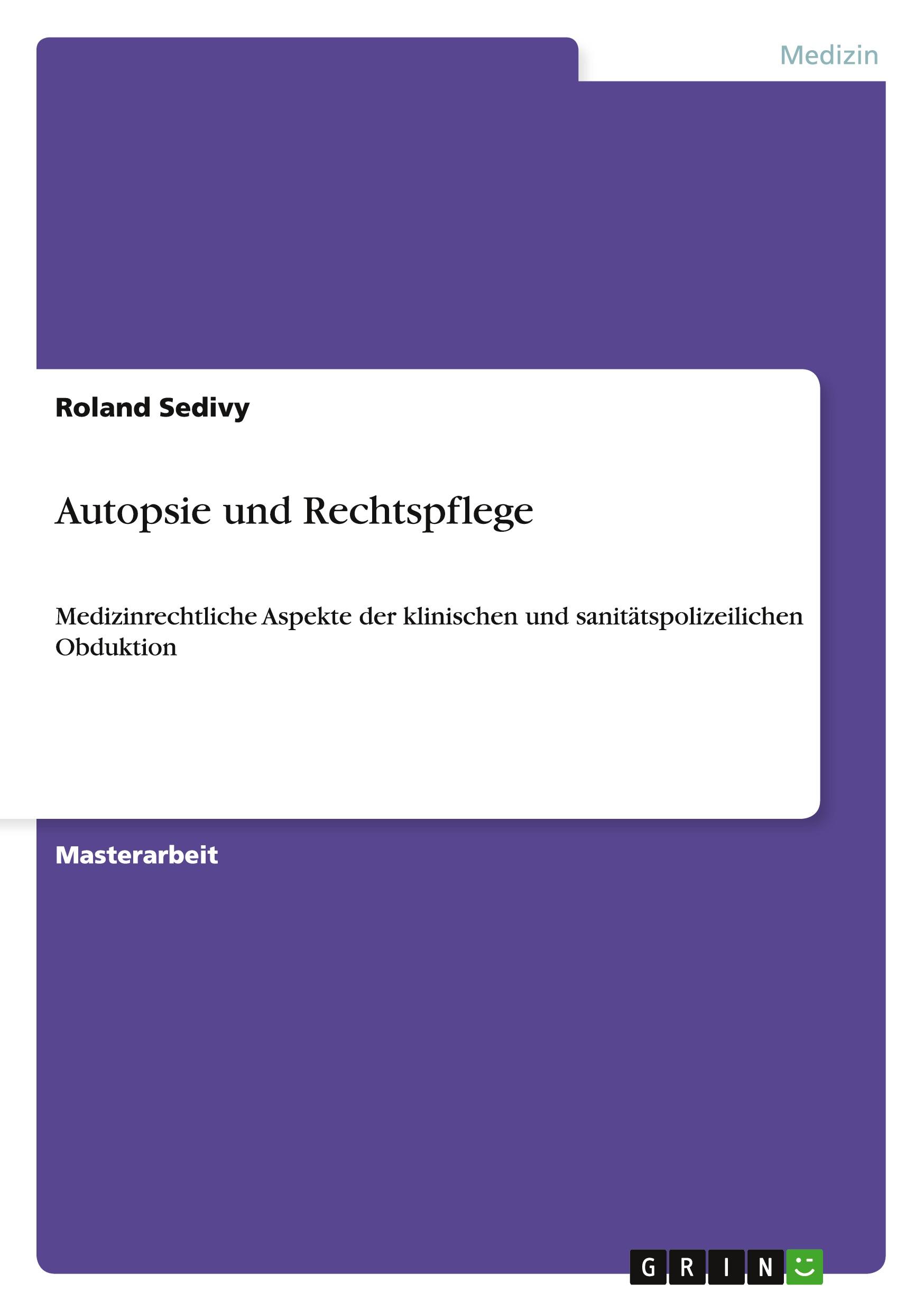 Vorderes Coverbild Autopsie und Rechtspflege