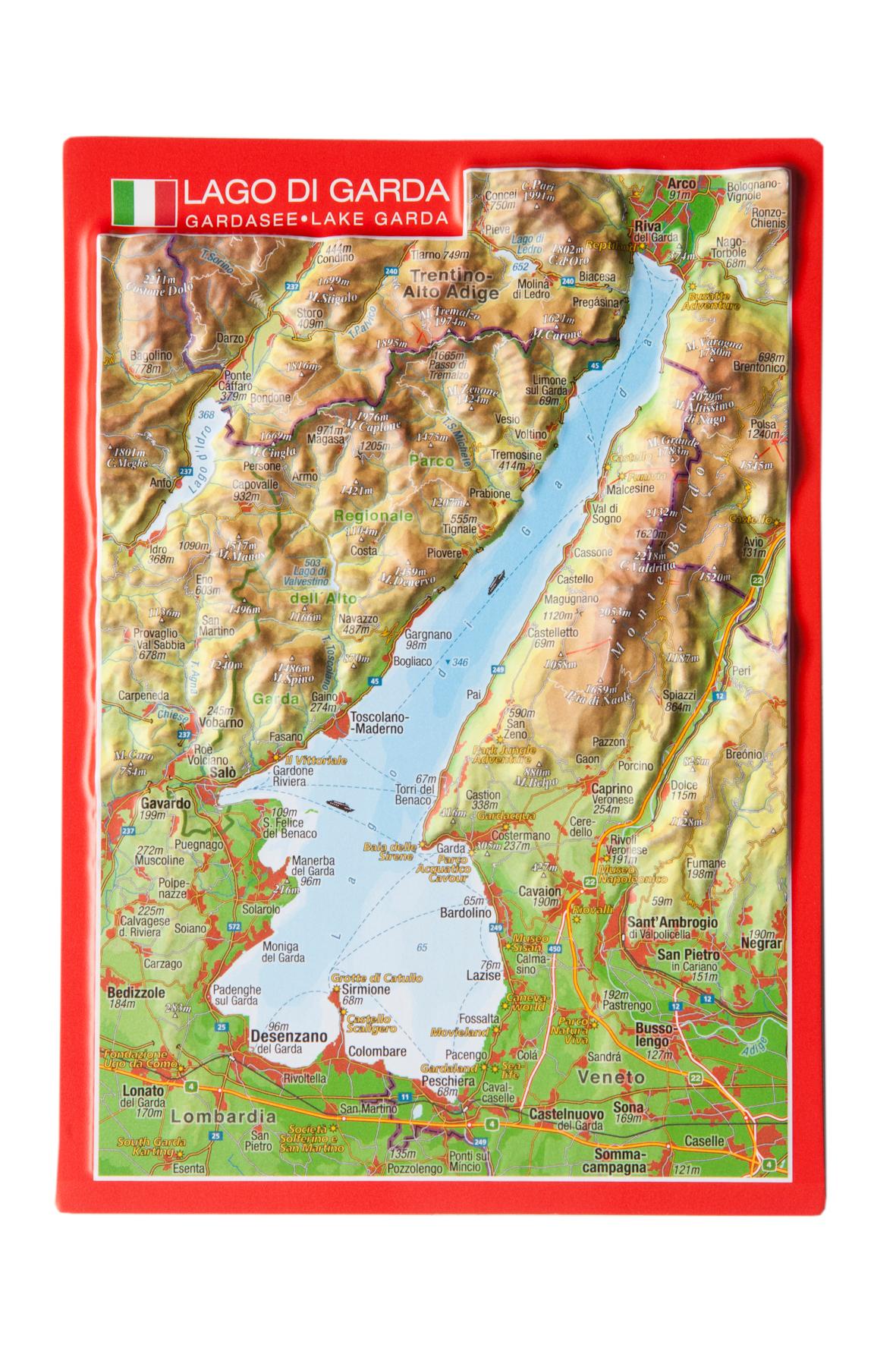 Vorderes Coverbild Reliefpostkarte Gardasee
