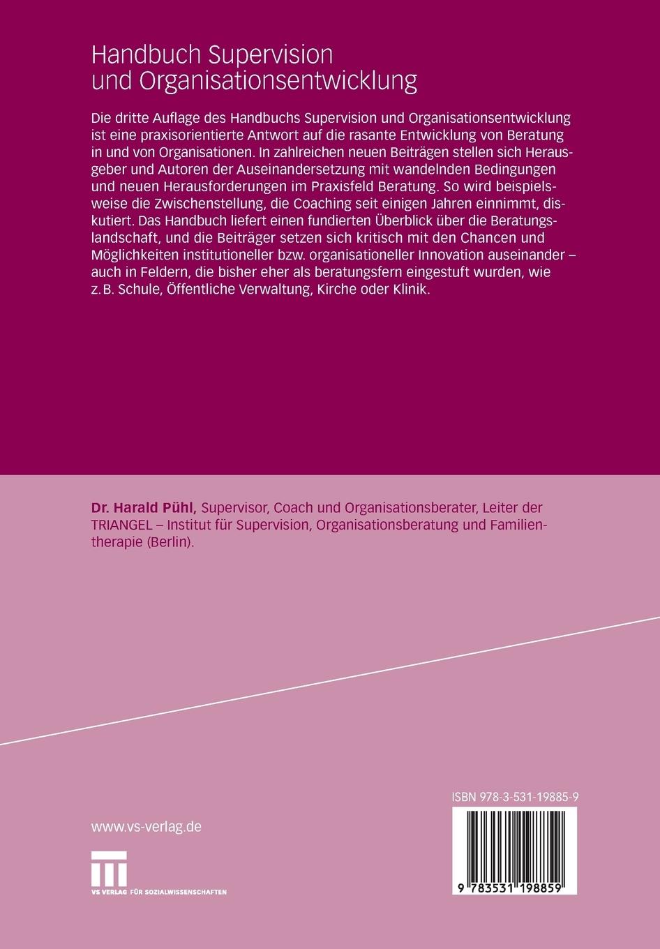 Rückseitencover Handbuch Supervision und Organisationsentwicklung