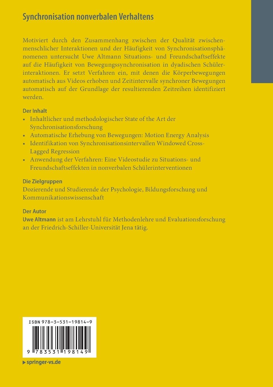 Rückseitencover Synchronisation nonverbalen Verhaltens