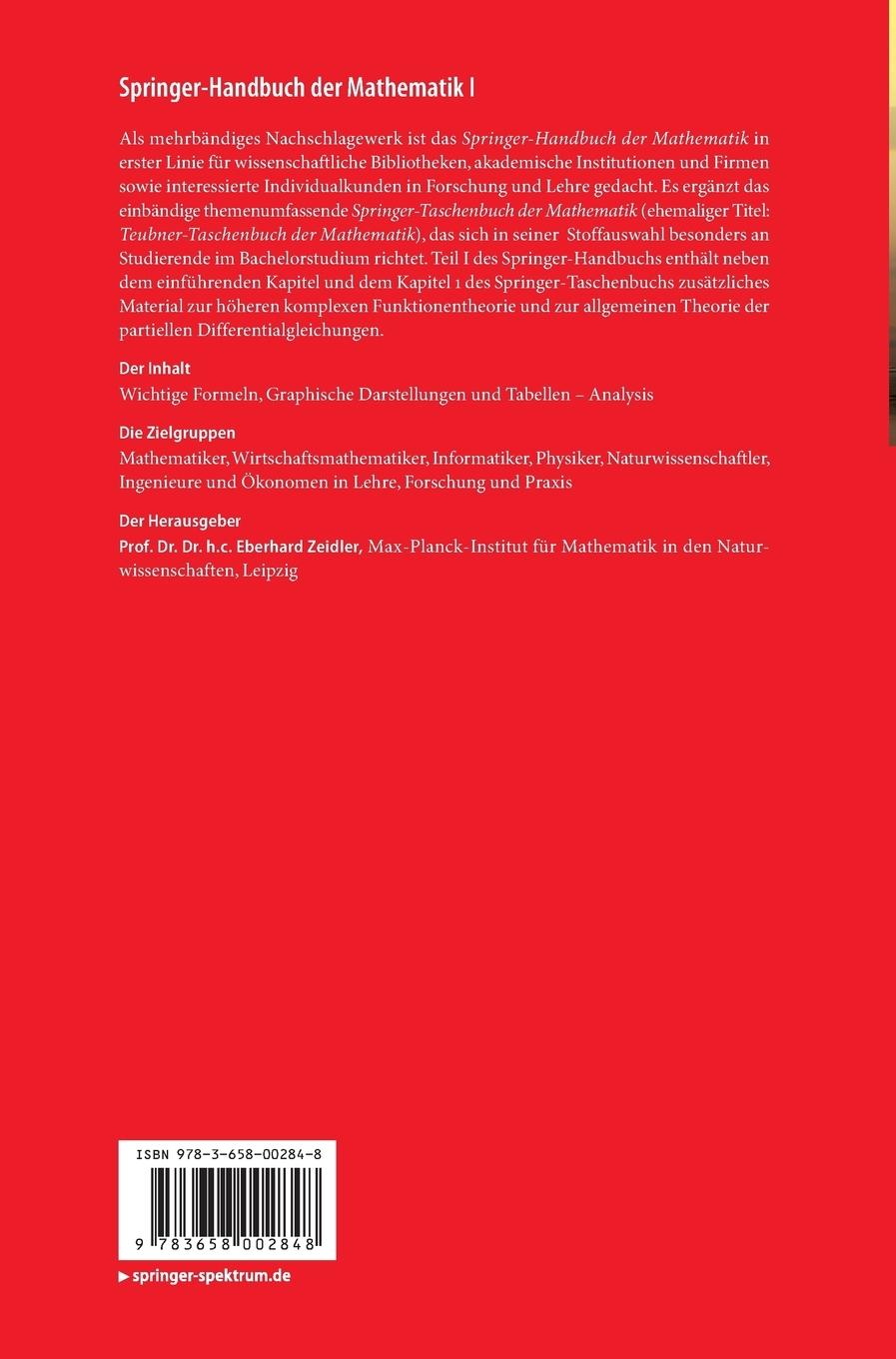 Rückseitencover Springer-Handbuch der Mathematik I