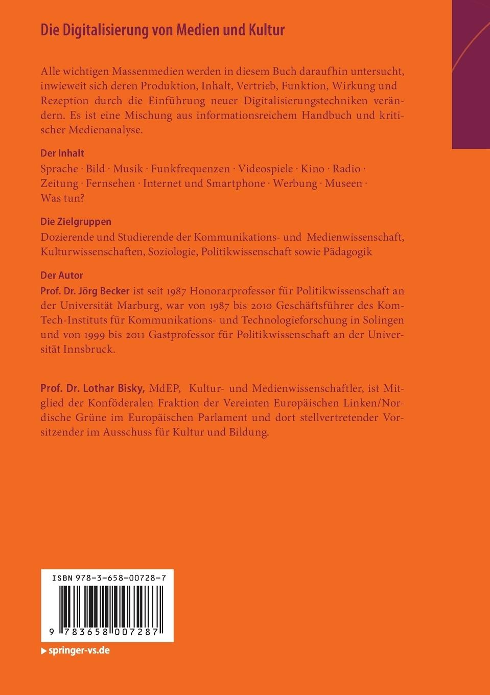 Rückseitencover Die Digitalisierung von Medien und Kultur