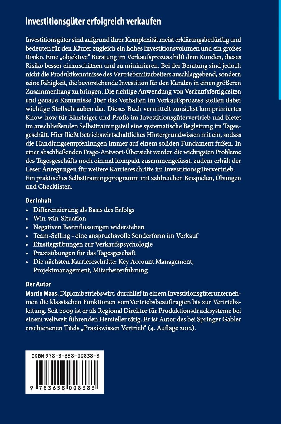 Rückseitencover Investitionsgüter erfolgreich verkaufen