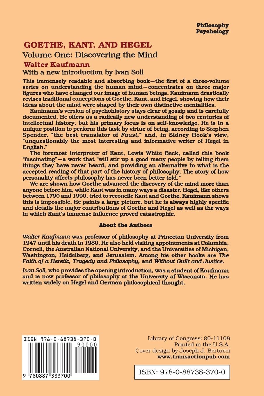 Rückseitencover Goethe, Kant, and Hegel