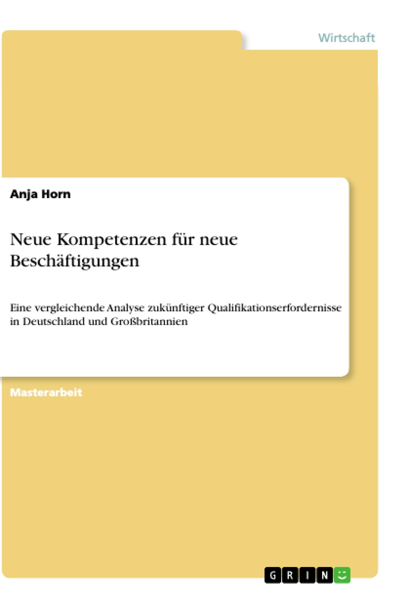 Vorderes Coverbild Neue Kompetenzen für neue Beschäftigungen