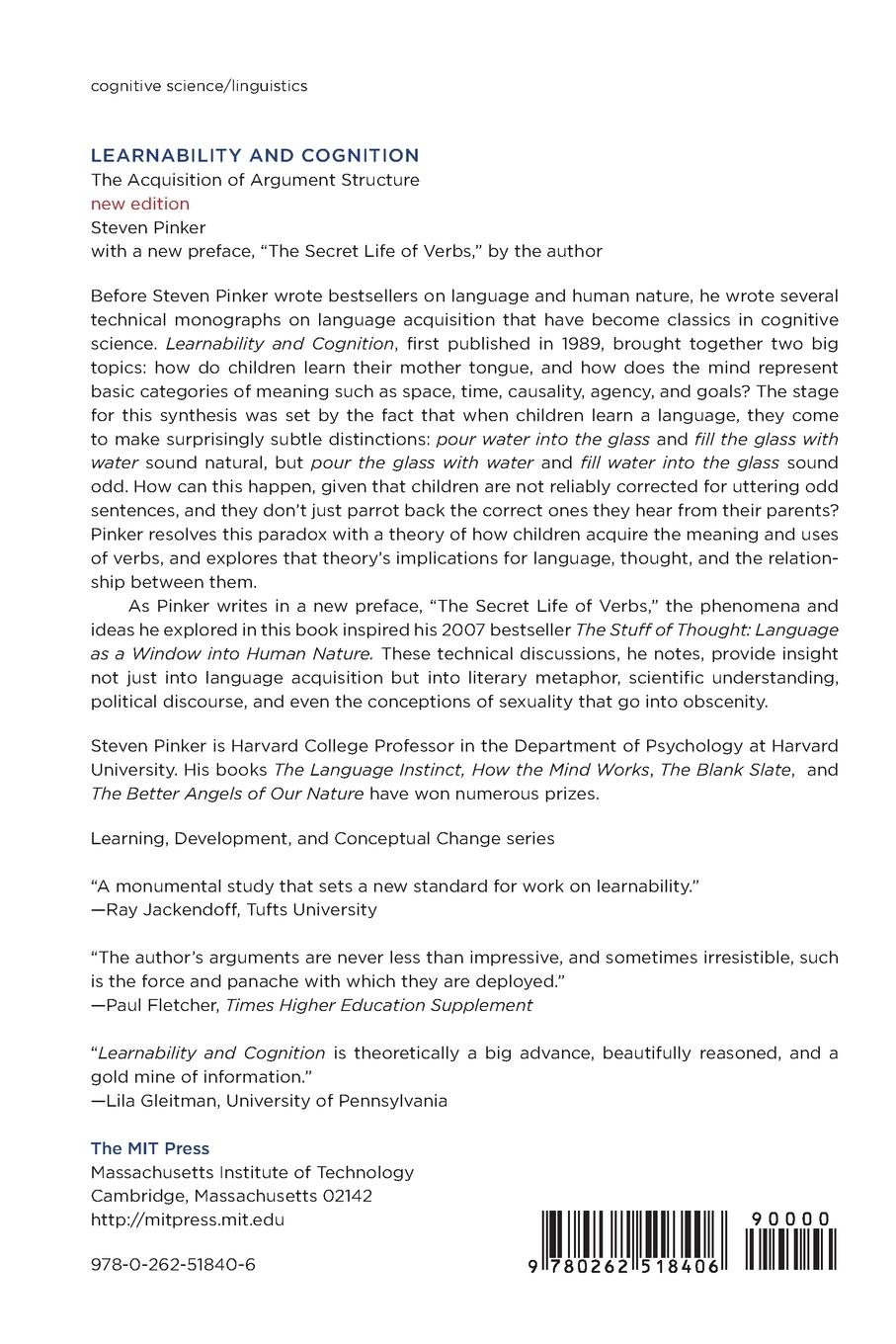 Rückseitencover Learnability and Cognition, new edition
