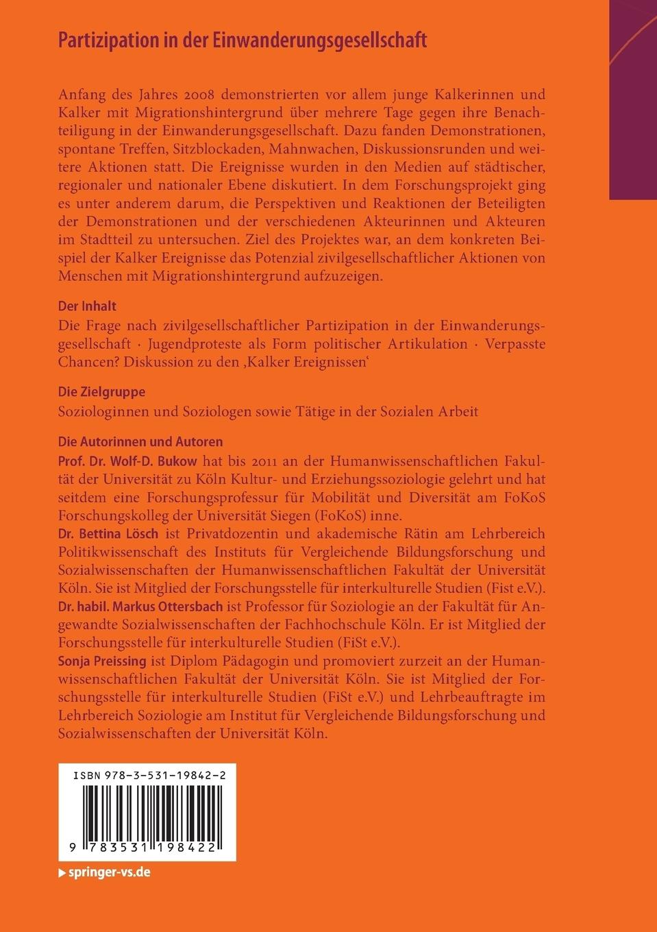 Rückseitencover Partizipation in der Einwanderungsgesellschaft